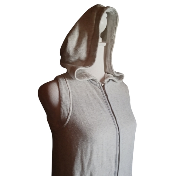 Athleta Gray Full Zip Blissful Hooded Vest Size XXS Sweatshirt Feel - Picture 5 of 8